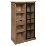 Atmosphera - bibliothque lazare avec porte vitre coulissante - marron
