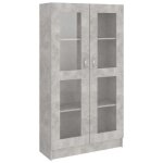 Biblioth�que - meuble �tag�re - armoire � vitrine - gris b�ton 825x305x150 cm - bois ding�nierie zlh?204364447 ...