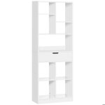 Bibliothque meuble de rangement - homcom - tiroir et tagres ouvertes - 60 x 26 x 158 cm - blanc