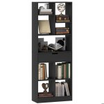 Bibliothque meuble de rangement - homcom - tiroir et tagres ouvertes - 60 x 26 x 158 cm - noir