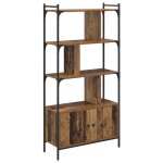 Biblioth�que moderne en bois ding�nierie - vidaxl - 6 �tag�res - 1 porte � charni�res - 60 kg max - assemblage ...