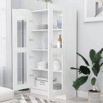 Biblioth�que de rangement en agglom�r� verre 825x305x150 cm blanc armoire de rangement salon biblioth�que ...