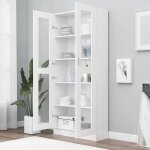 Biblioth�que de rangement en agglom�r� verre 825x305x1855 cm blanc armoire de rangement salon biblioth�que ...