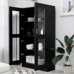 Biblioth�que de rangement en agglom�r� verre 825x305x150 cm noir armoire de rangement salon biblioth�que ...