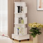 Biblioth�que rotative 3 niveaux - mipan - avec roulette �tag�re de rangement avec 1 tiroirs pour salon ...