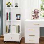 Biblioth�que rotative 3 niveaux - mipan - avec roulette �tag�re de rangement avec 1 tiroirs pour salon ...