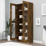 Biblioth�que solomoon chic armoire � vitrine - meuble de salon - ch�ne fum� 825x305x185 cm bois ing�nierie ...