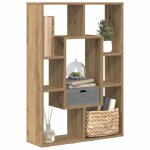 Biblioth�que - vidaxl - ch�ne artisanal - 63x20x90 cm - bois ding�nierie - 7 compartiments