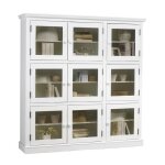 Bibliothque vitrine blanche 9 portes vitres style anglais l 163 h 170 p 37 cm - l 163 x l 37 x h 170 ...