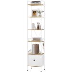Bibliothque woltu - tagre colonne avec 1 tiroir - 40x30x187cm - chne clair + blanc w0itt5088