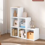Bibliothque woltu - tagre descalier 6 cubes - bois dingnierie - 90x30x90cm - blanc
