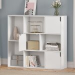 Bibliothque woltu - tagre livre cube - 8 casiers et 3 portes - 106x30x96cm - blanc