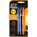 Bic gel - ocity stylos roller  encre gel  schage rapide - pointe 07 mm - blister - noir bleu et orange ...
