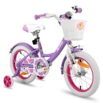 Bicyclette pour enfants - hiland - 14 pouces - 3 - 5 ans - panier - freins en v - violet