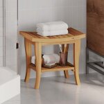 Bigben banc de douche 50x35x45 cm - bois massif de t table dappoint de salle de bain 50x35x45cm - bois ...