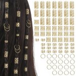 Bijoux cheveux tresse dor� 80 pi�ces dreadlocks perle cheveux m�tal r�glable vikings spiral coils bague ...