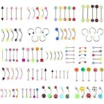 Bijoux piercing - 110pcs - acier inoxydable - anneau nez - lvre - nombril
