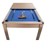 Billard convertible couleur bois ch�ne et tapis bleu 226 x 126cm - ambiance