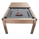 Billard convertible couleur bois ch�ne et tapis gris 226 x 126cm - ambiance