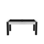 Billard convertible en table  manger - floride - blanc bois tapis noir - 6 personnes - mdf haute densit ...