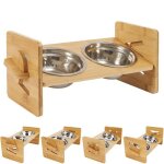 Bingopaw gamelle chat chien surleve bols double en inox pour chats chiots avec support en bambou rglable ...