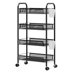 Biplut support de rangement mobile à 4 Étages panier en maille respirant en acier carbone desserte de ... Biplut support de rangement mobile à 4 Étages panier en maille respirant en acier carbone desserte de ...