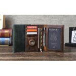 Black angel vintage crazy horse leather rfid anti - theft id card holder airtag family couple travel ...