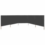Black month paravent 5 panneaux - solomon - contre - vent - tissu 600 x 120 cm anthracite ll2863