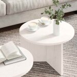 Black month table basse 2 pi�ces - burke - pour bureau / salon - blanc 49x49x28 cm - bois de pin massif ...