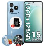 Blackview wave 9c 656 12go (4 + 8) + 128go dual sim android 15 5000mah bleu + montre w50pro