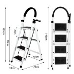 Blanc - 133cm escabeau pliant � 4 marches en acier echelle avec poign�e et marchepied antid�rapant capacit� ...