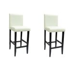 Blanc lot de 2 chaises fauteuil - tabourets de bar - design ergonomique - blanc similicuir - cadre en ...
