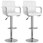 Blanc lot de 2 chaises fauteuil - tabourets de bar - design ergonomique - blanc similicuir @eu1276679 ...