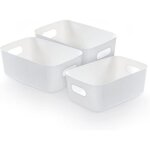 Blanc lot de 3 panier de rangement en plastique blanc panier plastique rangement panier en plastique ...