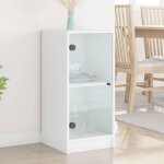 Blanc armoire latrale - buffet bahut de rangement - armoire console avec portes en verre blanc 35 x ...