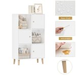 Blanc biblioth�que avec 6 compartiments ouverts �tag�re pour livre cd meuble avec 3 portes et cloison ...