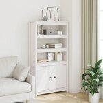 (blanc) buffet bahut - buffet enfilade haut blanc 80x35x154 cm bois massif de pin 508410