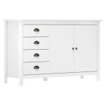 (blanc) buffet bahut - buffet enfilade hill blanc 130x40x80 cm bois de pin solide 437942