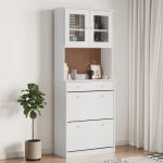 Blanc buffet de rangement - vitrine bahut - armoire console pour cuisine alta blanc 77 x 35 x 188cm - ...
