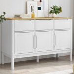 Blanc buffet de rangement - vitrine bahut - armoire console pour cuisine floro blanc 114 x 43 x 74cm ...