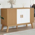 Blanc buffet de rangement - vitrine bahut - armoire console pour cuisine olden blanc et marron 114 x ...