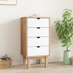 Blanc commode buffet bahut - armoire de rangement pour salon chambre otta marron et blanc 45 x 39 x 90cm ...