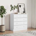 (blanc) commode chambre - buffet enfilade alta blanc 77x35x73 cm bois massif de pin 498751