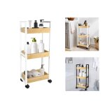 Blanc desserte de salle de bain �tag�re mince de cuisine chariot de rangement � 3 niveaux roulant colonne ...