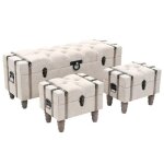 (blanc)ensemble de bancs de rangement - signol - coffre rangement banquette 3 pcs bois massif et acier ... (blanc)ensemble de bancs de rangement - signol - coffre rangement banquette 3 pcs bois massif et acier ...