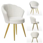 Blanc fauteuil en velours ave dossier � coquillage rembourr� chaise relax de salon et chambre fauteuil ...