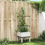 Blanc jardini�re avec treillis - balconni�re / bac � fleurs avec treillis - blanc 40x40x1425cm pp &hsf3882933 ...