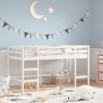 ?blanc?lit sur�lev� enfant 2 places - lit mezzanine denfants sans matelas avec �chelle 80x200 cm 41156 ...