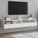 (blanc)meubles tv - signor - table t�l�vision en bois muraux 2 pcs blanc 80x30x30 cm bois ing�nierie ...