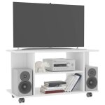 Blanc meuble tv - solomon - support de tlvision avec roulettes blanc 80x40x45 cm bois dingnierie lv197 ...